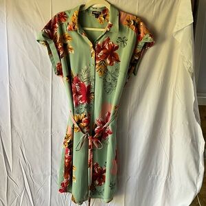 Express Tropical Floral Button Front Shirt Dress Large